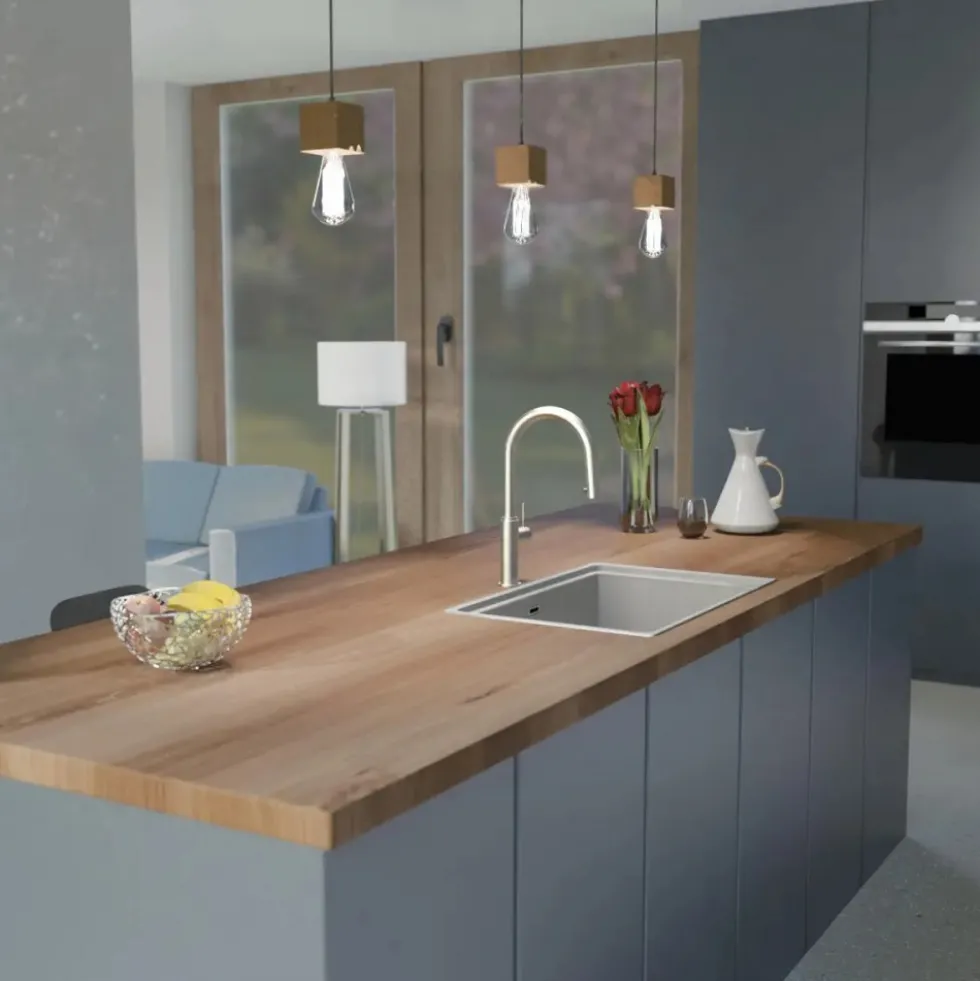 Mitigeur de cuisine avec bec extractible - aspect inox - BLACKPOOL SCHÜTTE