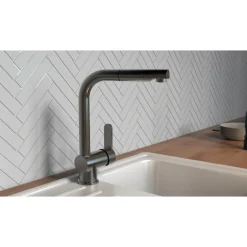 Mitigeur de cuisine à bec extractible - graphite mat - London SCHÜTTE