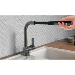 Mitigeur de cuisine à bec extractible - graphite mat - London SCHÜTTE