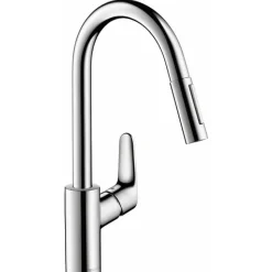 Mitigeur de cuisine 240 à douchette extractible 2 jets - chromé - Focus M41 HANSGROHE