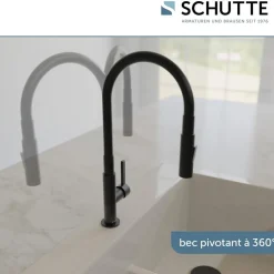 Mitigeur de cuisine noir mat avec flexible soft-touch GLASGOW SCHÜTTE