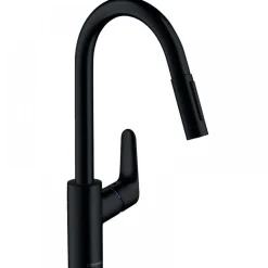 Mitigeur de cuisine noir mat avec douchette extractible 2 jets - Focus M41 HANSGROHE