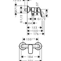 Mitigeur de douche avec cartouche à 2 vitesses C2 - Logis HANSGROHE