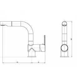 Mitigeur de lavabo avec douchette extractible - chromé - London SCHÜTTE