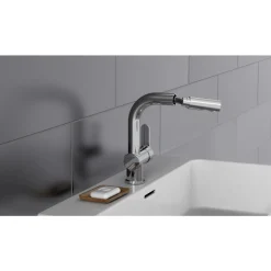 Mitigeur de lavabo avec douchette extractible - chromé - London SCHÜTTE