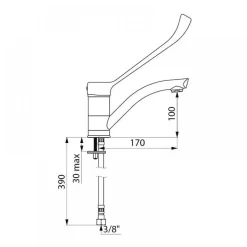 Mitigeur de lavabo - à bec haut orientable - levier médical coudé DELABIE