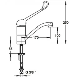 Mitigeur de lavabo hospitalier avec levier médical MODUL'MIX SANIFIRST