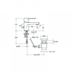 Mitigeur de lavabo NF avec cartouche C3 et vidage NF - S4-15 SIMILAIRE