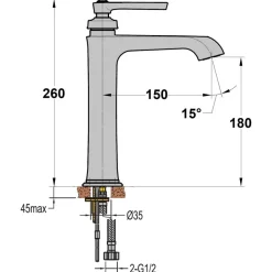 Mitigeur de lavabo rehaussé - design rétro - gris acier - Lady's PAINI