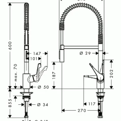 Mitigeur d'évier - avec douchette chromée extractible - Cento XXL HANSGROHE