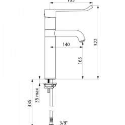 Mitigeur lavabo à bec haut orientable - levier médical hauteur 165 mm DELABIE