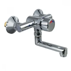 Mitigeur lavabo mural temporisé monobloc mono-commande à bec tournant PRESTO