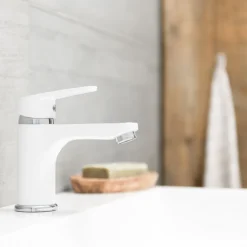 Mitigeur monocommande - lavabo - blanc et chromé - Alaska SCHÜTTE