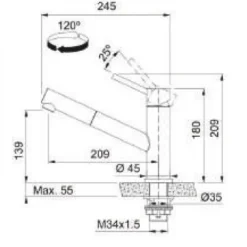 Mitigeur Orbit - à douchette monojet - extractible - Inox FRANKE