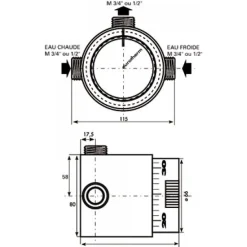 Mitigeur thermostatique Trubert Eurotherm - T9107B - 20x27 WATTS