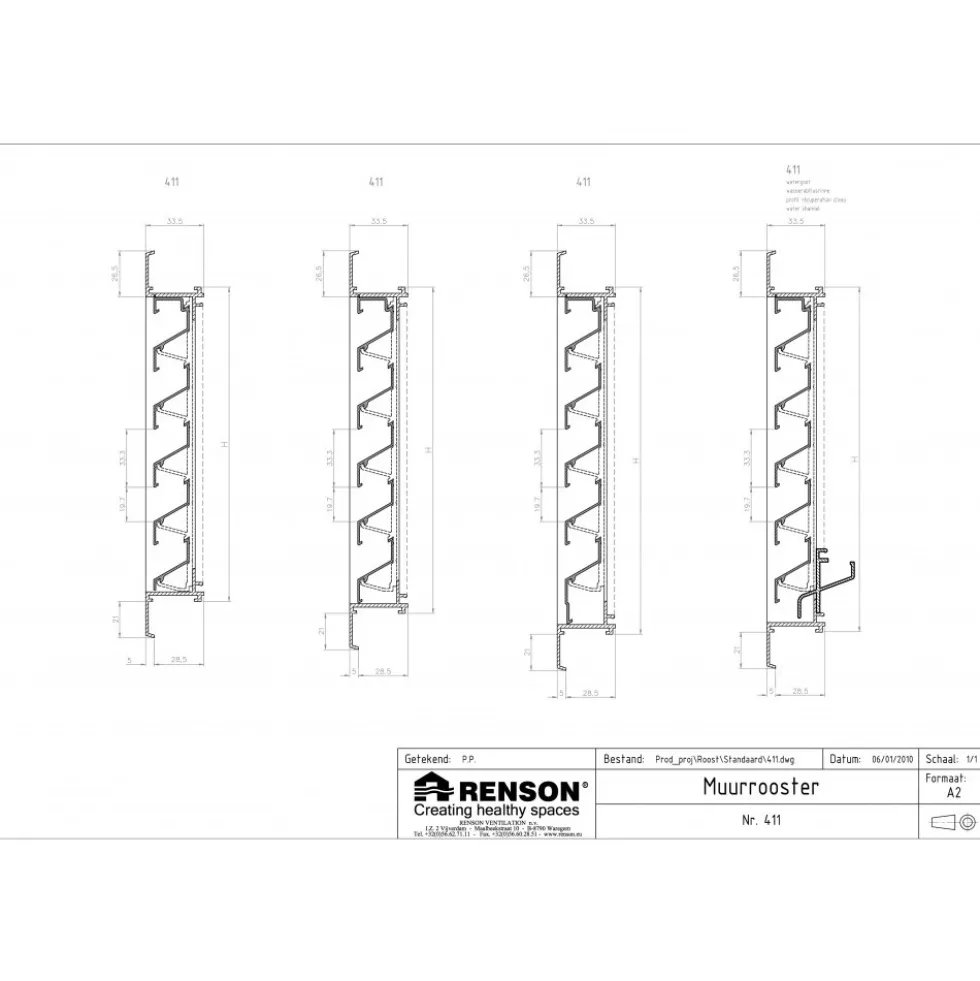 Montant 10 B pour assemblage de grille 411 RENSON
