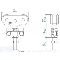 Montures à galets acier - portail coulissant - force 80 kg - 0235A MANTION