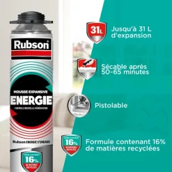 Mousse auto-expansive polymère manuelle Energie - aérosol 750 mL RUBSON