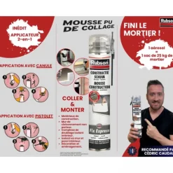 Mousse polyuréthane adhésive de construction - Fix Express RUBSON