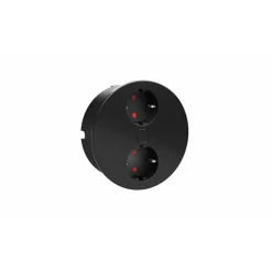 Multiprise encastrée ronde noire avec ouverture et fermeture motorisée e-Duplex SYNERCIA