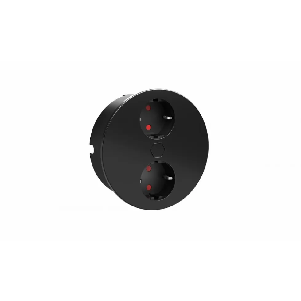 Multiprise encastrée ronde noire avec ouverture et fermeture motorisée e-Duplex SYNERCIA