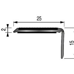 Nez de marche adhésif 25B à bande en aluminium anodisé 3000x25x15 mm DINAC