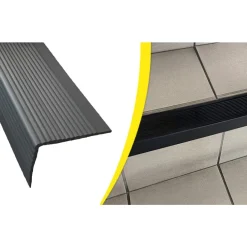 Nez de marche antidérapant souple adhésif strié noir - 45 x 75 x 3000 WATTELEZ