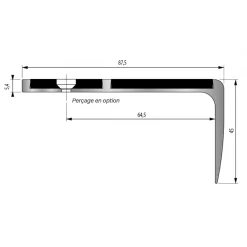 Nez de marche E2 en aluminium avec bande antidérapante noire ISBA DINAC