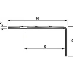 Nez de marche strié à ailettes B8 en inox 50x25 mm x2,45 m à visser DINAC