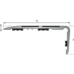 Nez de marche traditionnel adhésif en aluminium 6T 75x32 mm - 3,00 m DINAC