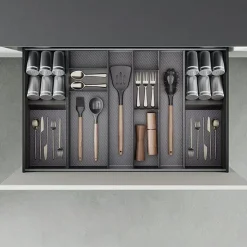 Organisateur de tiroir Orderbox - 100x470mm - Gris - Acier et bois EMUCA