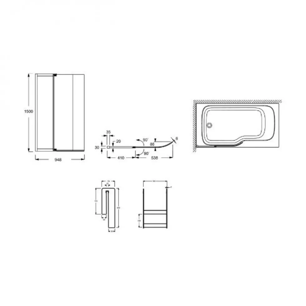 Pack bain-douche 160x85cm gauche Malice avec pare-bain 2 volets et tablier JACOB DELAFON