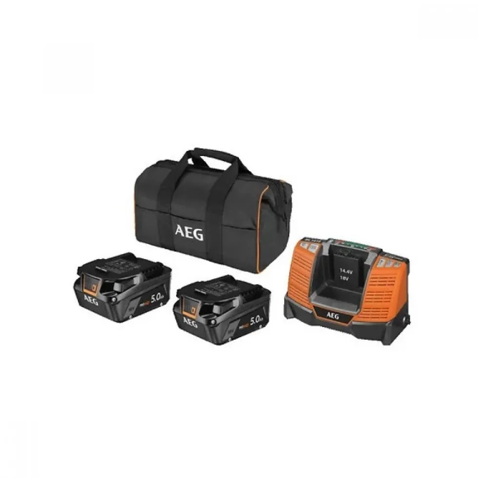Pack 2 batteries 5.0 Ah HD et chargeur 18V et son sac AEG Powertools