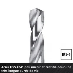 Pack de 19 forets à métaux HSS-G - diamètre 1 à 10 mm EINHELL