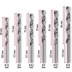 Pack de 19 forets à métaux HSS-G - diamètre 1 à 10 mm EINHELL