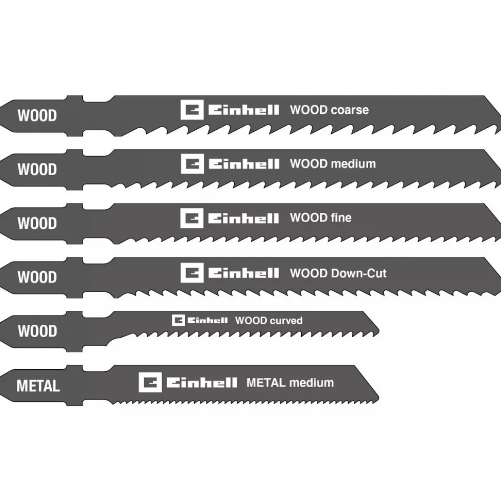 Pack de 10 lames scie sauteuse pour bois et métal - emmanchement en T EINHELL