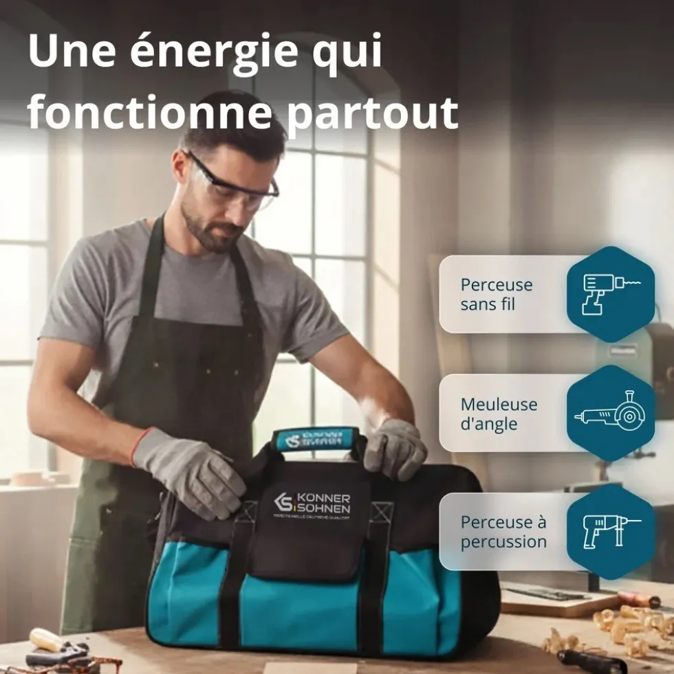 Pack 3 machines perceuse, meuleuse d'angle, perforateur 20V - KS RHAGD 20V KONNER & SOHNEN