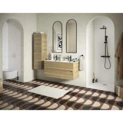 Pack meuble 120cm 2 tiroirs double vasque + Colonne 140cm + Miroir 100cm + 2 spot LED JACOB DELAFON