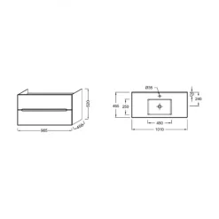 Pack meuble vasque 100cm 2 tiroirs + Colonne 140cm + Miroir 100cm + spot LED JACOB DELAFON