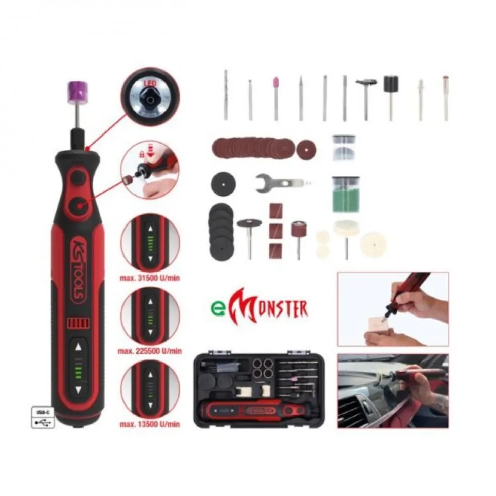 Pack outil multifonction eMonster sans fil + 50 accessoires - 515.3990 KS TOOLS