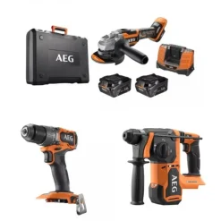 Pack 3 outils 18V + 2 batteries 4Ah, chargeur et coffret - FR18-AEG-3BL-402MB AEG Powertools
