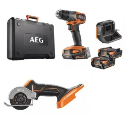 Pack perceuse à percussion Brushless 18V + Mini scie multi-matériaux Brushless 18V - FR18-AS-2SC-X02TB AEG Powertools