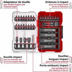 Pack perceuse à percussion Pro + visseuse à chocs Pro et coffret 35 embouts - Power X-Change EINHELL PROFESSIONAL