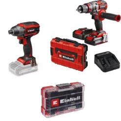 Pack perceuse à percussion Pro + visseuse à chocs Pro et coffret 35 embouts - Power X-Change EINHELL PROFESSIONAL