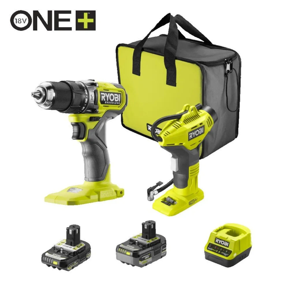 Pack perceuse à percussion sans fil 18V ONE+™ + compresseur 18V ONE+™ - RPD18BL1-242SPI RYOBI