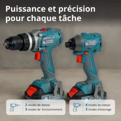 Pack perceuse-visseuse à percussion et visseuse à chocs 20V - Batterie 4Ah et 2Ah - KS IDISD 20V KONNER & SOHNEN