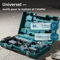 Pack perceuse visseuse à percussion et meuleuse d’angle 20V - Batterie 4Ah et 2Ah - KS IDAGB 20V KONNER & SOHNEN