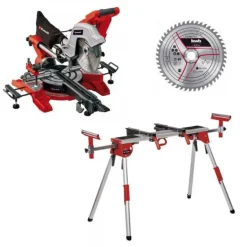 Pack scie onglet radiale TE-SM 10 L Dual + piètement + lame de scie 254 mm - 48 dents EINHELL