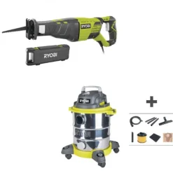 Pack scie sabre filaire 1200W RRS1200-K + aspirateur eau et poussières 1250W RVC-1220I-G RYOBI