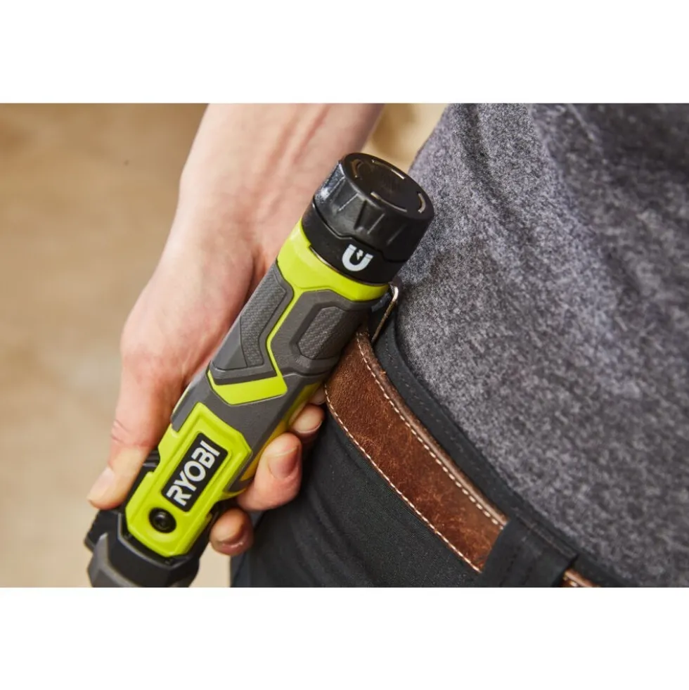 Pack tournevis électrique 4V RSDP4-120G + lampe torche RLP4-0 + batterie 4V 2,0Ah et 2 embouts de vissage RYOBI